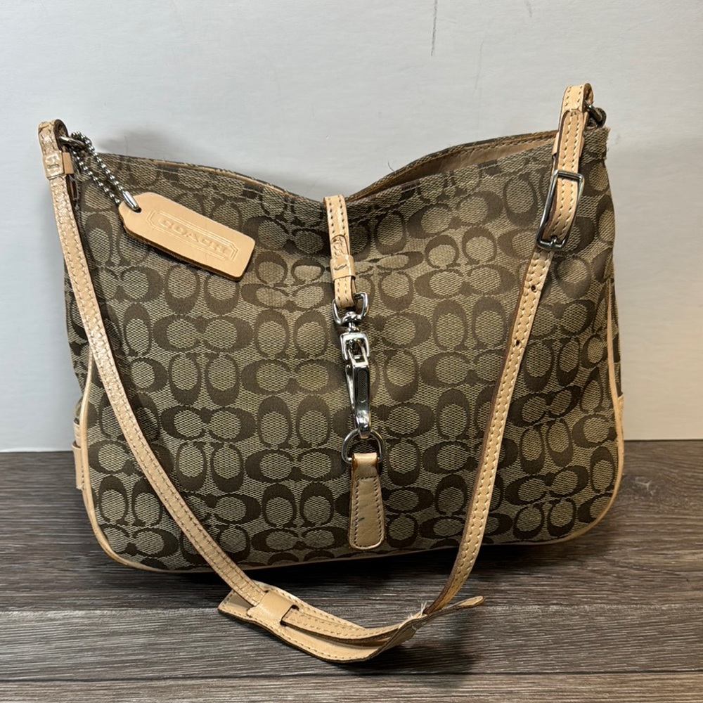 Coach Brown and Tan Shoulder Bag